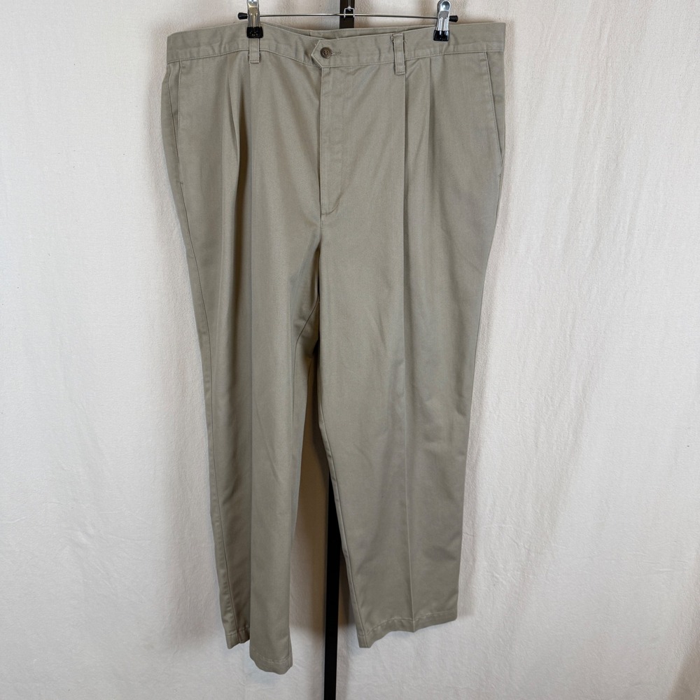 Dockers‎ Mens Pleated Front Chinos Khaki Tan Cotton Pants 44x30 40443-8175